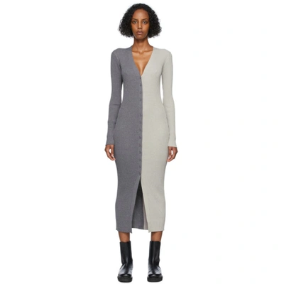 Shop Staud Grey & Taupe Shoko Sweater Dress In Heather Grey / Char