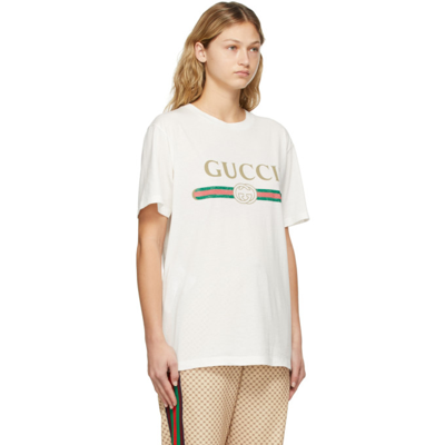 Gucci White Oversized Logo T-shirt In 9234 Natural White P
