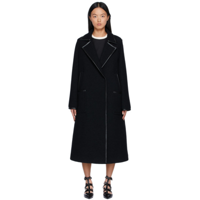 Shop Valentino Black Bouclé Double-breasted Coat In 0no Black