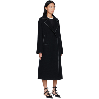 Shop Valentino Black Bouclé Double-breasted Coat In 0no Black