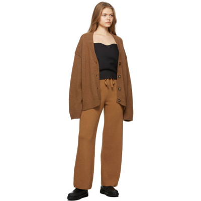 Shop Nanushka Tan Knit Oni Lounge Pants In Camel