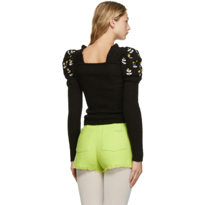 Shop Cormio Black Oma Embroidered Knit Sweater