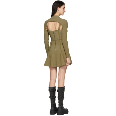 Shop Dion Lee Khaki Stirrup Corset Mini Dress In Green/sage