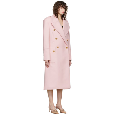 Shop Balmain Pink Double-breasted Wool Coat In 4bv Rose