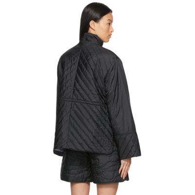 Shop Ganni Black Quilted Recycled Ripstop Jacket In 099 Black