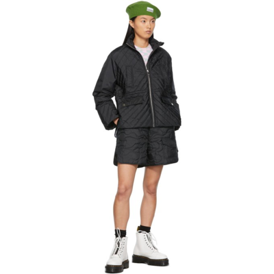 Shop Ganni Black Quilted Recycled Ripstop Jacket In 099 Black