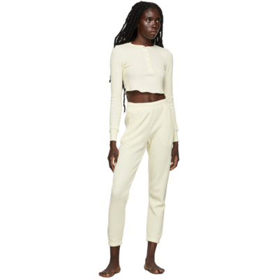 Shop Skims Off-white Waffle Jogger Lounge Pants In Cream