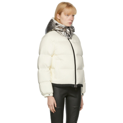 Shop Moncler Off-white Down Bufonie Puffer Jacket In 034 White/silver