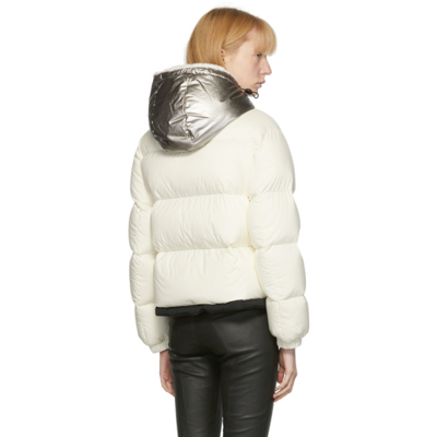 Shop Moncler Off-white Down Bufonie Puffer Jacket In 034 White/silver
