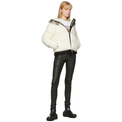 Shop Moncler Off-white Down Bufonie Puffer Jacket In 034 White/silver