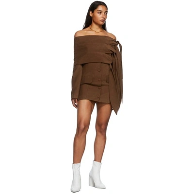 Shop Aleksandre Akhalkatsishvili Brown Knotted Mini Dress