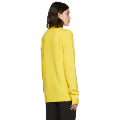 Shop Versace Yellow Embroidered Logo Knit Sweater In 1y470 Brigh