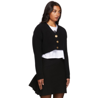 Shop Valentino Wool Cropped Cardigan In 0no Black