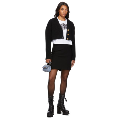 Shop Valentino Wool Cropped Cardigan In 0no Black