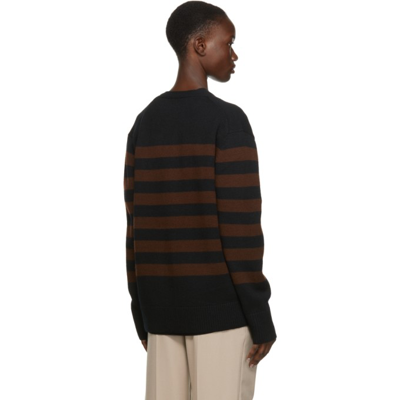 Shop Acne Studios Black & Brown Wool Striped Patch Cardigan In Ahd Black/brown