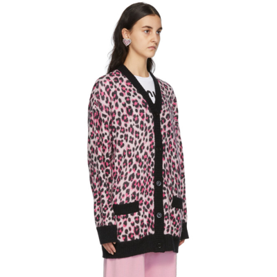 Shop Moschino Pink & Black Leopard Cardigan In A1217 Pink