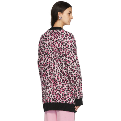 Shop Moschino Pink & Black Leopard Cardigan In A1217 Pink
