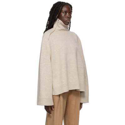 Totême Yak Double Sided Zip-up Sweater In 821 Oat