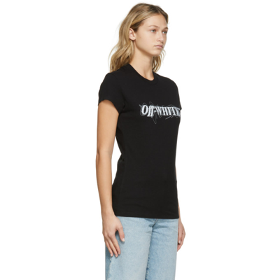 Shop Off-white Pen Logo Fitted T-shirt In Black White