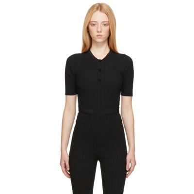 Shop Adamo Black Rib Knit Bodysuit In 004 Black