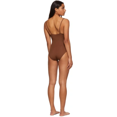 Shop Eres Brown Aquarelle One-piece Swimsuit In Medina