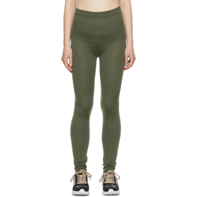 Shop Rick Owens Green Soft Classic Stitch Knit Leggings In 15 Green