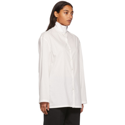 Shop Lemaire White High Collar Shirt In 001 Chalk