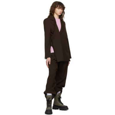 Shop Ganni Brown Recycled Relaxed Blazer In 897 Mole