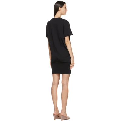Shop Valentino Black 'vltn' Ribbed T-shirt Dress In 0ni Black