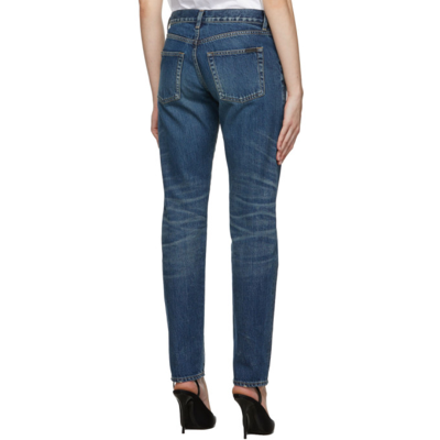 Shop Saint Laurent Indigo Boyfriend Jeans In 4047 Blue Spirit