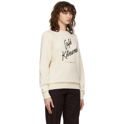 Shop Maison Kitsuné Off-white Logo Sweatshirt In Lt Latte