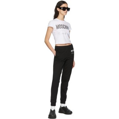 Shop Moschino White Cropped Logo T-shirt In A3001 White