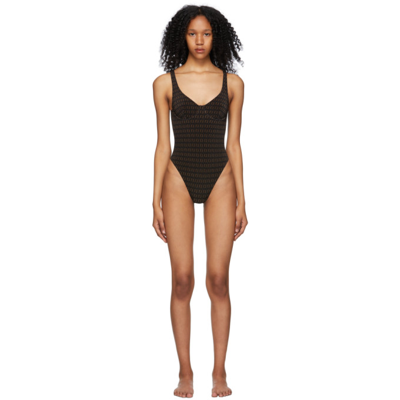 Shop Fendi Black 'forever ' One-piece Swimsuit In Dark