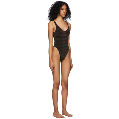 Shop Fendi Black 'forever ' One-piece Swimsuit In Dark