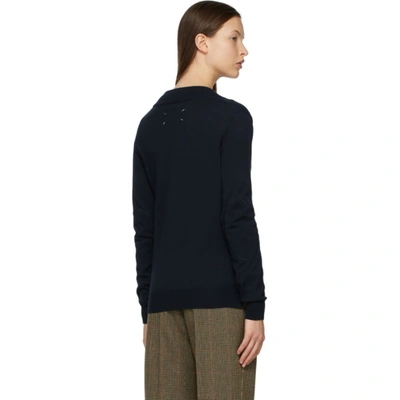 Shop Maison Margiela Navy Fitted Classic Cardigan In 511 Blu Nav