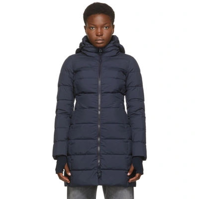 Herno Navy Down Gore-tex® Windstopper Long Jacket In 9201 Navy