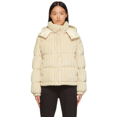 Shop Moncler Down Velvet Daos Jacket In 034 Ivory