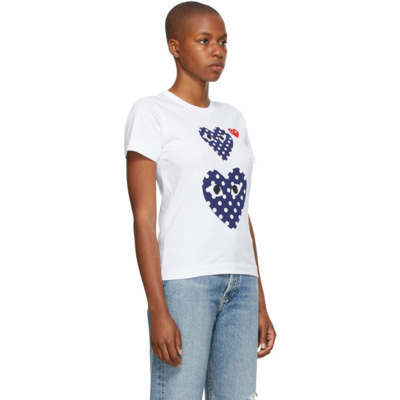 Shop Comme Des Garçons Play Double Polka Dot Heart Patch T-shirt In White