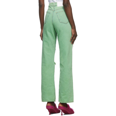 Shop Msgm Green Distressed Jeans In 36 Green