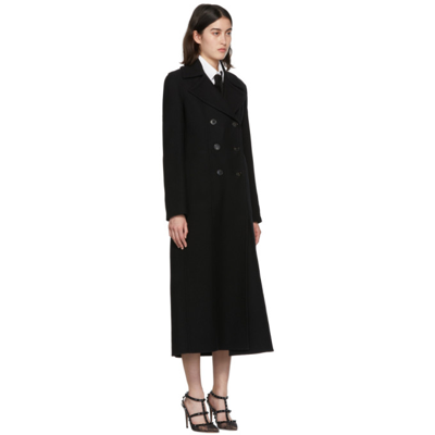 Shop Valentino Black Long Double Wool Coat In 0no Black