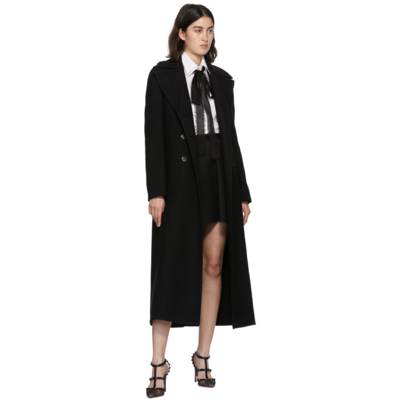 Shop Valentino Black Long Double Wool Coat In 0no Black