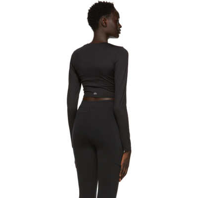 Shop Alo Yoga Black Crop Finesse Long Sleeve Sports Top