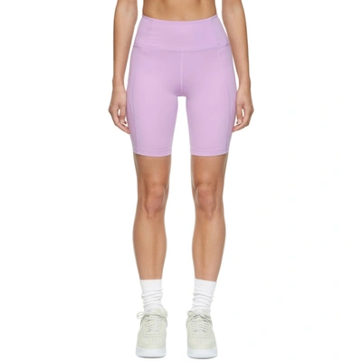 Shop Girlfriend Collective High Rise Bike Shorts In Lilac