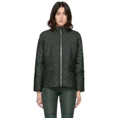 Shop Ganni Quilted Recycled Ripstop Jacket In 784 Dark Green