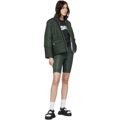 Shop Ganni Quilted Recycled Ripstop Jacket In 784 Dark Green