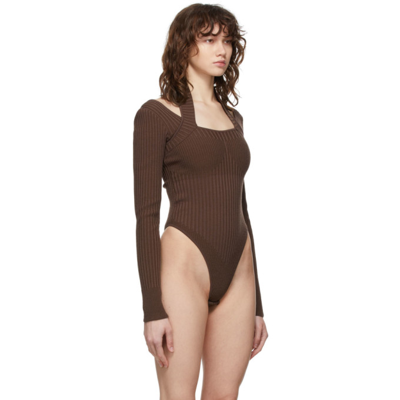 Shop Adamo Brown Layered Bodysuit In 003 Nude