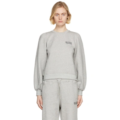 Shop Ganni Grey Software Isoli Puff Shoulder Sweatshirt In 921 Paloma Melange