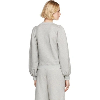Shop Ganni Grey Software Isoli Puff Shoulder Sweatshirt In 921 Paloma Melange
