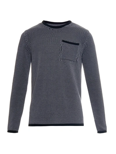 Maison Margiela Distressed-knit Crew-neck Sweater In Black And Grey