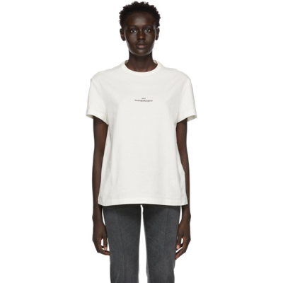 Shop Maison Margiela Off-white Front Logo T-shirt In 101 White